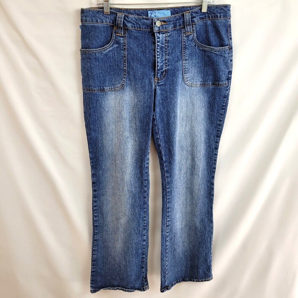 Duplex By Tyte 14 (35"x32 1/2") Blue Denim Jeans Bootcut Ramie Cotton Distressed